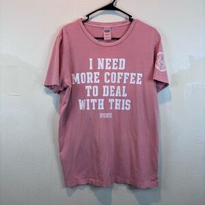 Victorias Secret PINK Need More Coffee Loungewear Top Sz Small 100% Cotton Y2K